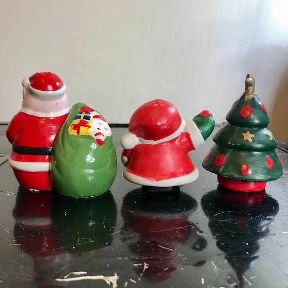 Ceramic Christmas Whimsical Holiday Salt & Pepper Shakers Two Sets Pre-Owned - Picture 4 of 7
